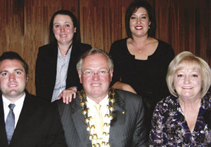A family group taken during Jim’s term as Mayor of Penrith in 2008/09. From left, James, Elizabeth, Marlene and wife Pam